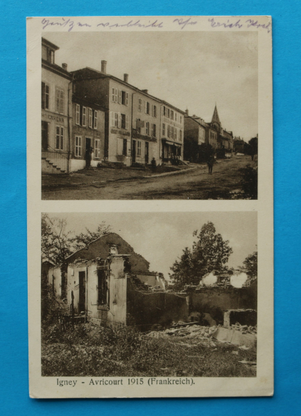 Ansichtskarte AK Igney 1915 Avricourt Zerstörung Ruine WKI Frankreich France 54 Meurthe et Moselle